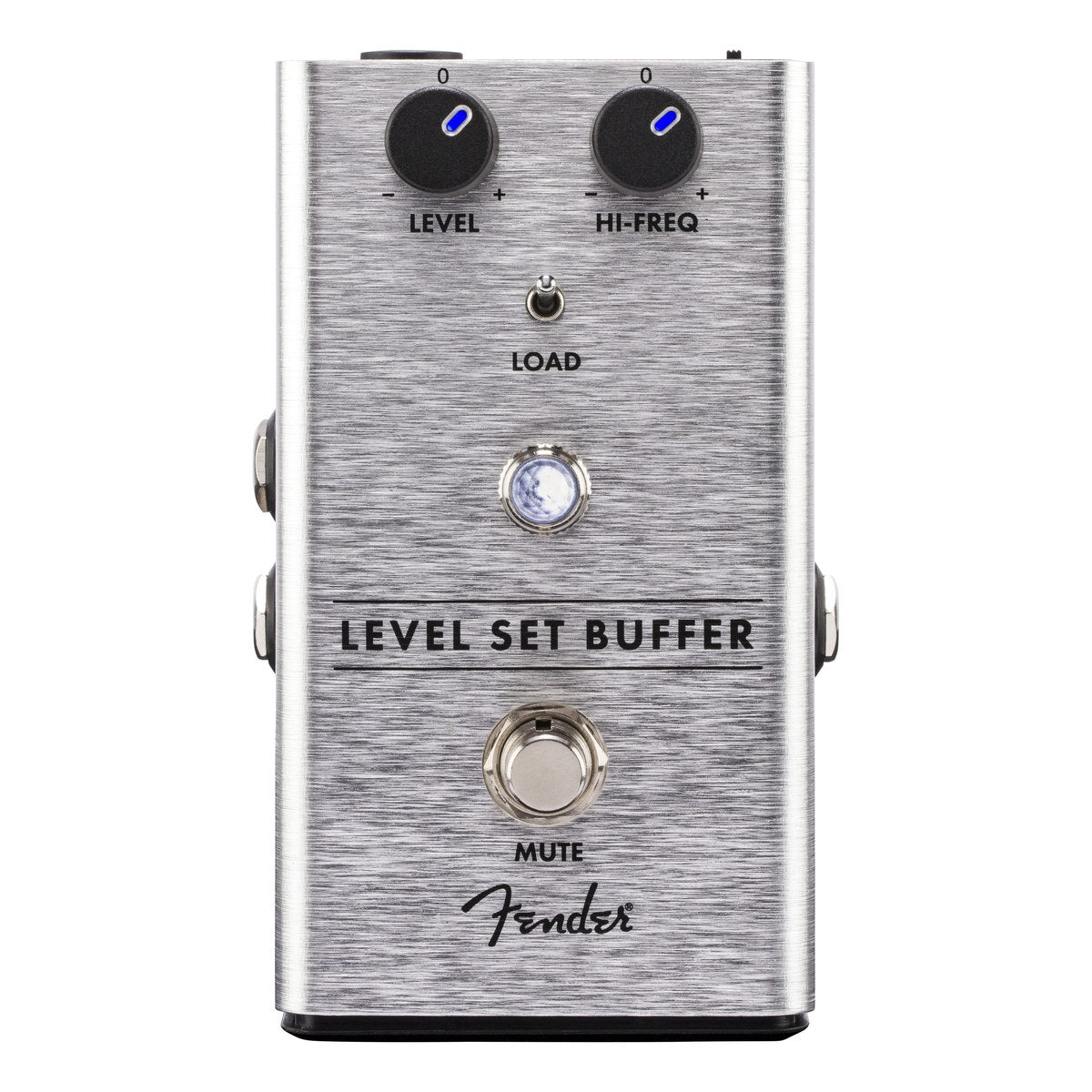 Phơ Boost Fender Level Set Buffer – mặt trên Level Set Buffer với núm Level, Hi-Freq, công tắc Load và footswitch Mute