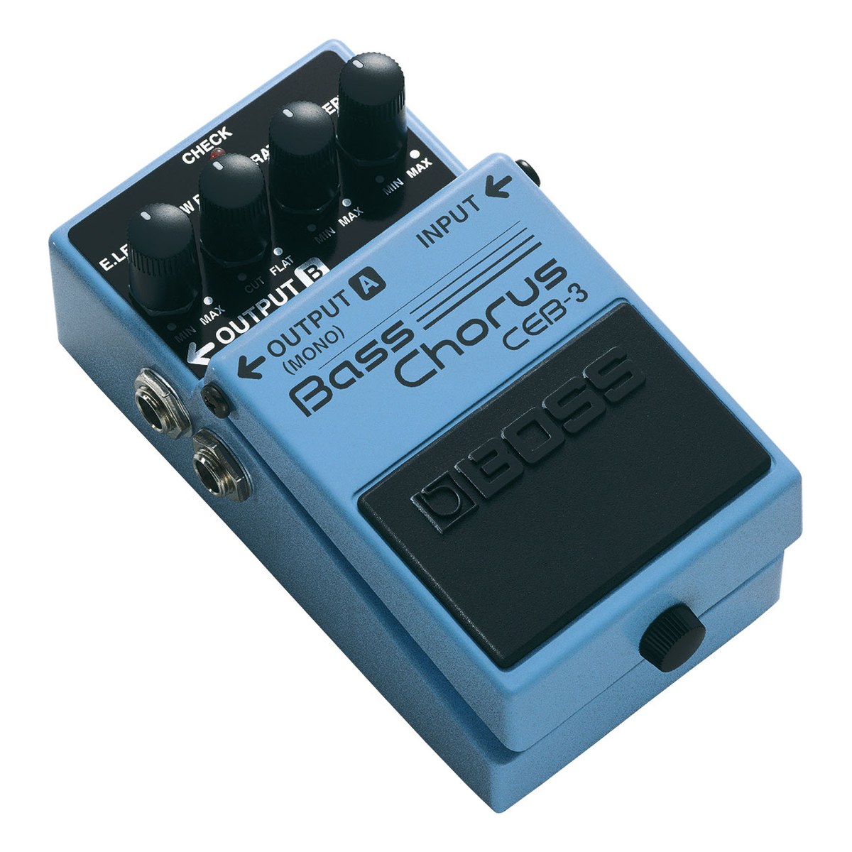 Phơ Chorus BOSS CEB-3 Bass Chorus – Boss CEB-3 Bass Chorus nhìn nghiêng, thấy hai cổng OUTPUT A và B