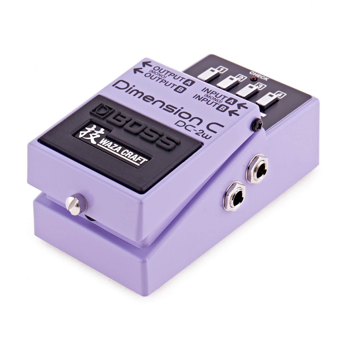 Phơ Chorus BOSS DC-2W Dimension C Waza Craft – góc nghiêng 3/4 bên phải, thấy cổng INPUT A/B