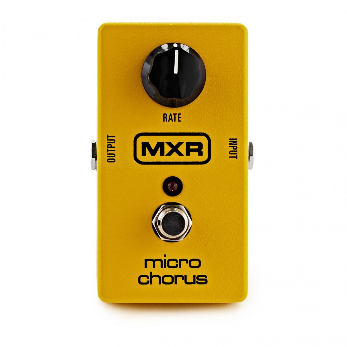 Phơ Chorus MXR M148 Micro Chorus – mặt trên với núm RATE, logo MXR, đèn LED và footswitch