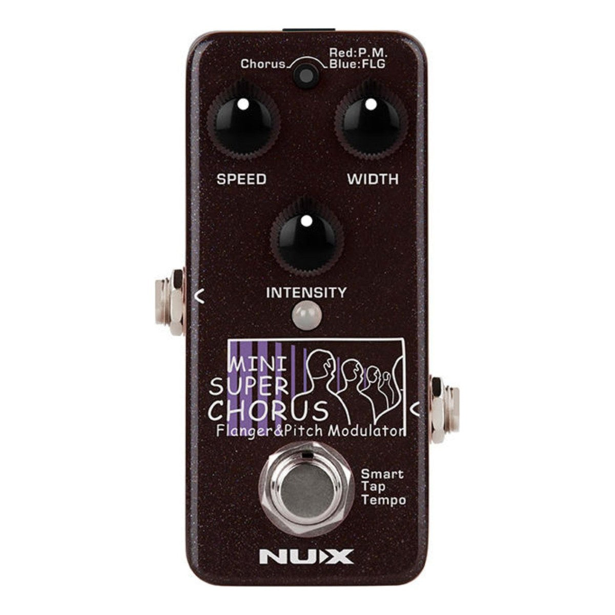 Phơ Chorus NUX Mini SCF NCH-5 – Mặt trên NUX Mini SCF với núm SPEED, WIDTH, INTENSITY, nút TAP và footswitch