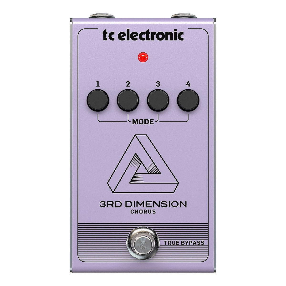 TC Electronic 3rd Dimension Chorus nhìn thẳng mặt trên: bốn nút MODE 1, 2, 3, 4 và footswitch true bypass