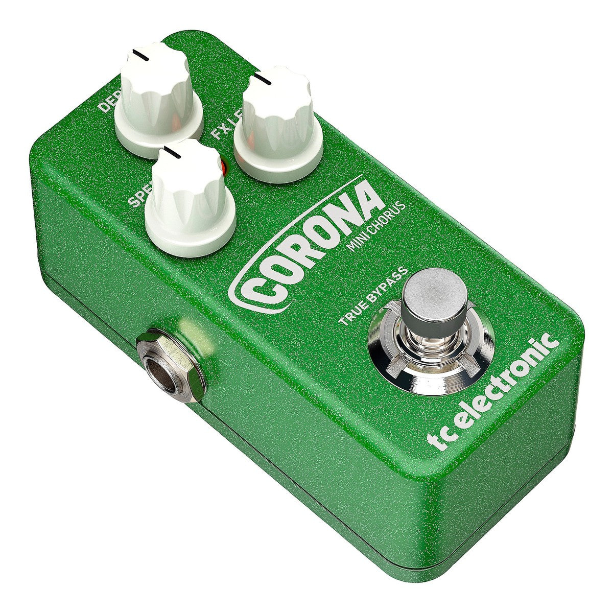 TC Electronic Corona Mini Chorus nhìn chéo bên trái, thấy jack OUTPUT