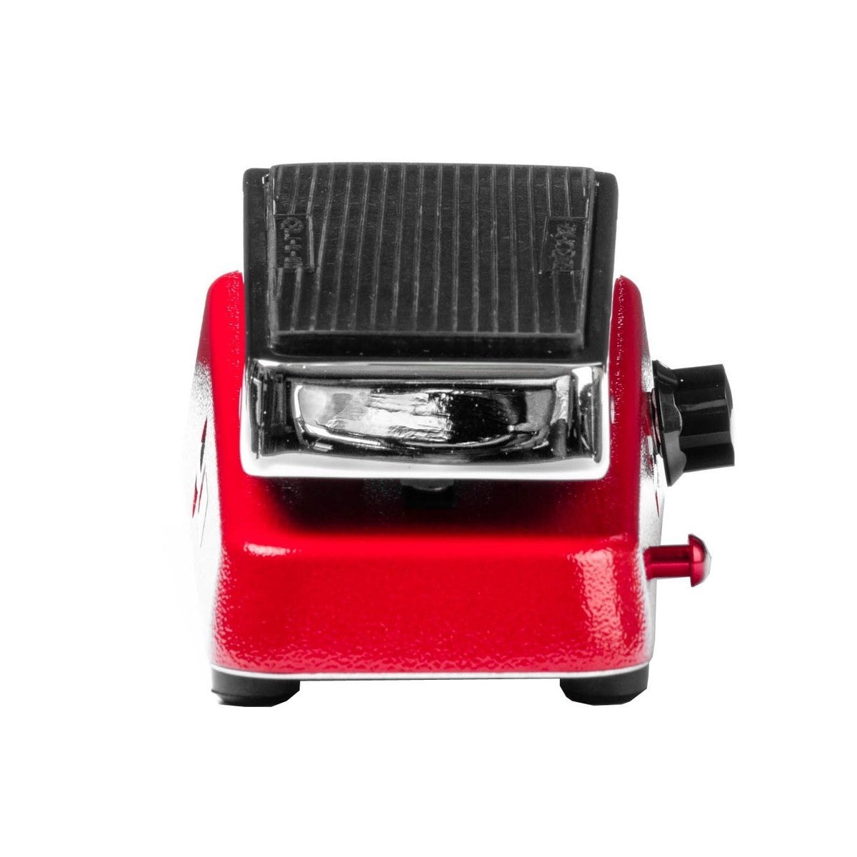 Phơ Chorus Vibrato Dunlop Rotovibe JD4S – nhìn từ phía gót, núm Intensity và nút chọn chế độ màu đỏ