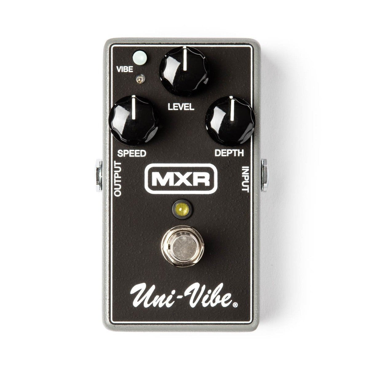 Phơ Chorus Vibrato MXR M68 Uni-Vibe – mặt trên với núm LEVEL, SPEED, DEPTH và nút VIBE chorus/vibrato