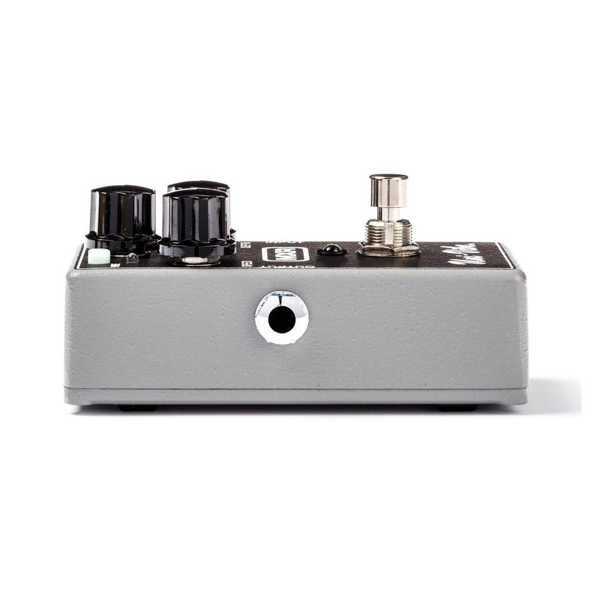Phơ Chorus Vibrato MXR M68 Uni-Vibe – cạnh trái với cổng OUTPUT, vỏ sơn xám mặt trên màu đen