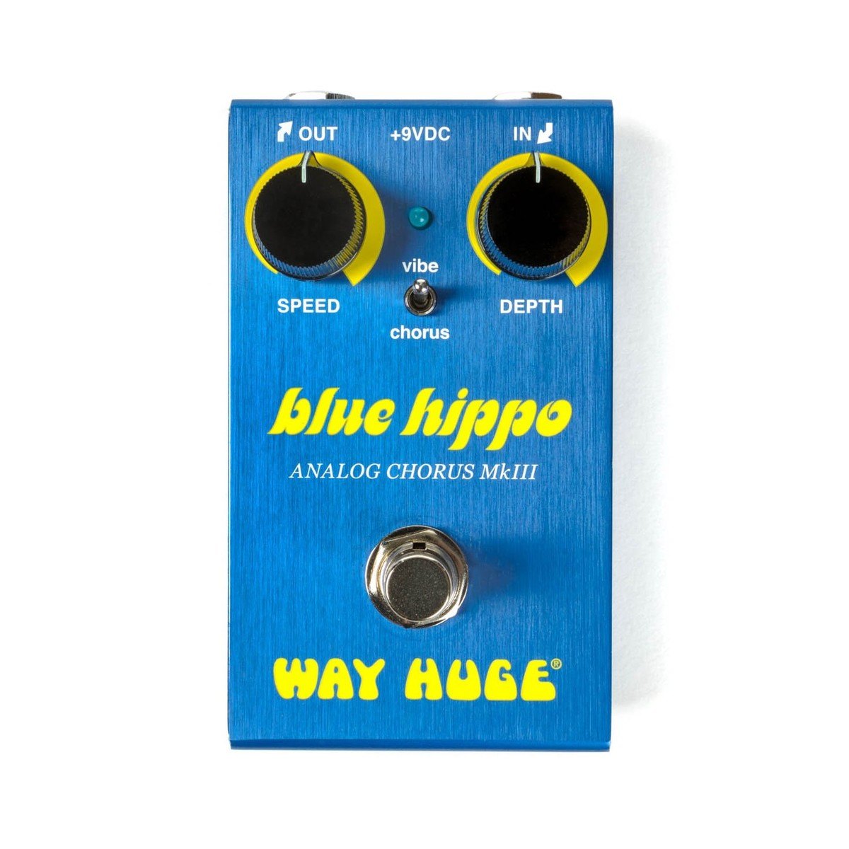 Phơ Chorus Way Huge Smalls Blue Hippo Analog Chorus WM61 – mặt trên với núm SPEED, DEPTH và công tắc gạt vibe/chorus
