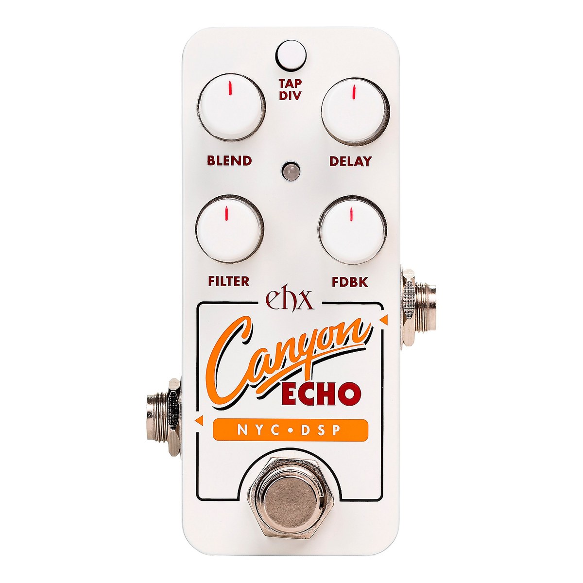 Mặt trên Electro-Harmonix Pico Canyon Echo với 4 núm BLEND, DELAY, FILTER, FDBK và nút TAP DIV