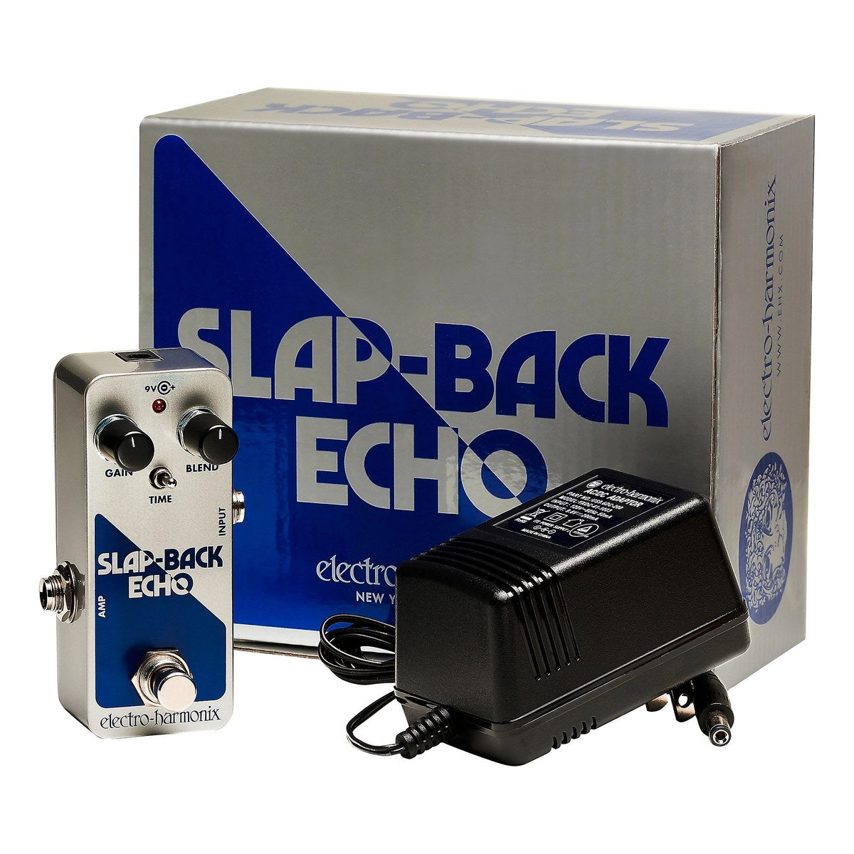 Phơ Delay Electro-Harmonix Slap-Back Echo - Slap-Back Echo cùng hộp và adapter nguồn EHX đi kèm