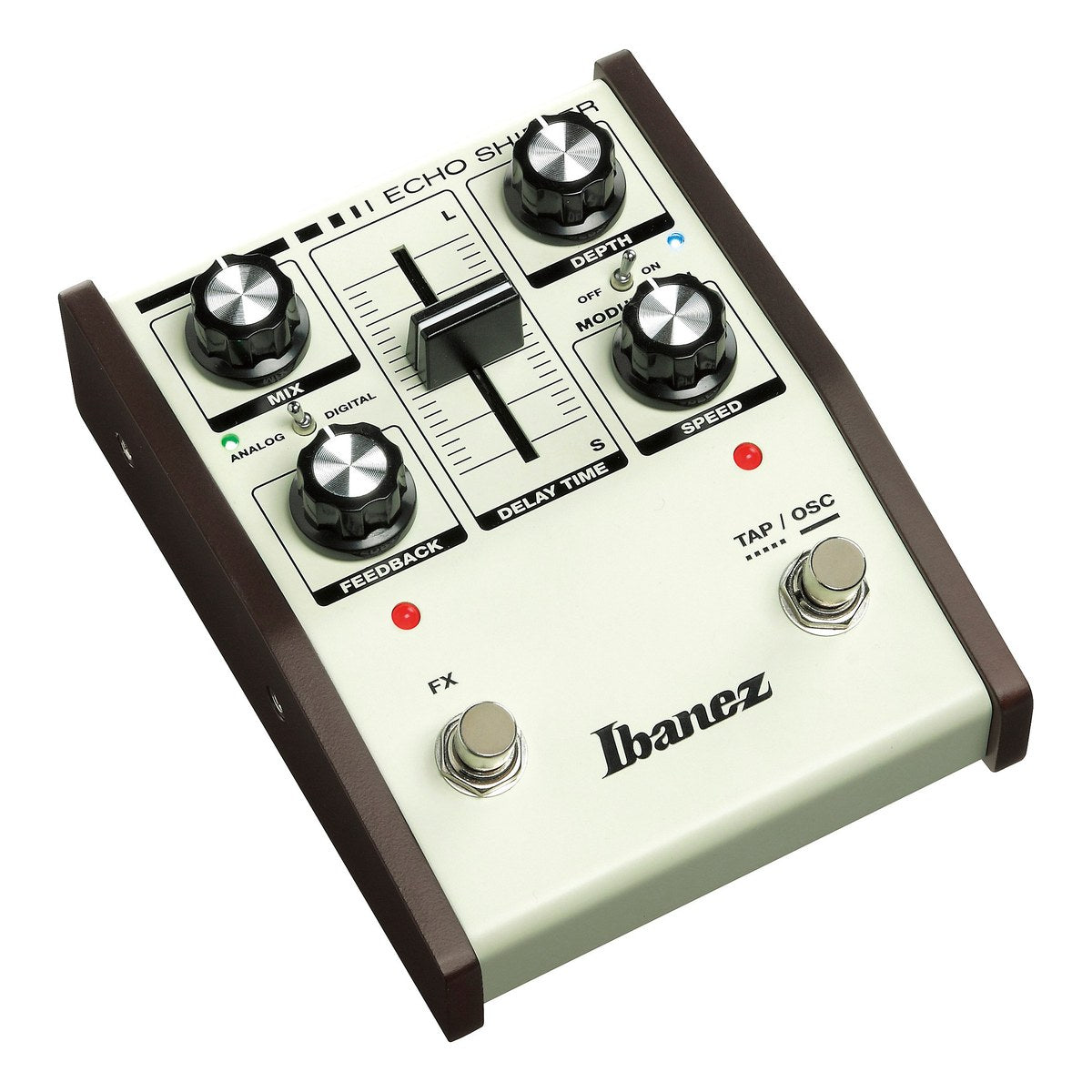 Phơ Delay Ibanez ES3 Echo Shifter – Ibanez ES3 nhìn nghiêng bên phải, thấy hai công tắc FX và TAP/OSC