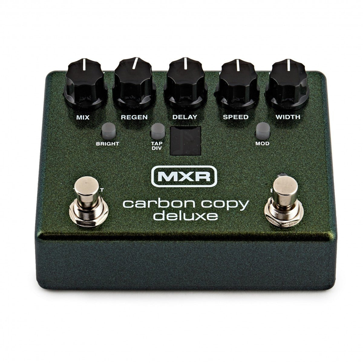 Phơ Delay MXR M292 Carbon Copy Deluxe Analog Delay – nhìn chính diện phía trước, 2 footswitch TAP-BEAT và EFFECT