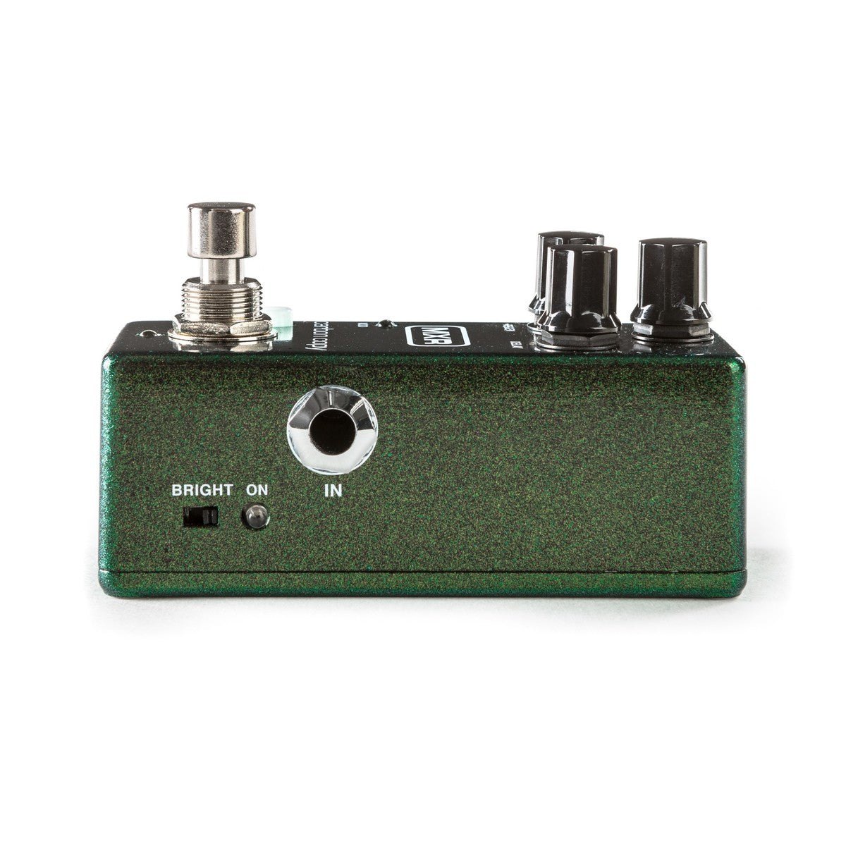 Phơ Delay MXR M299 Carbon Copy Mini Analog Delay – cạnh phải với jack IN và công tắc gạt chế độ BRIGHT