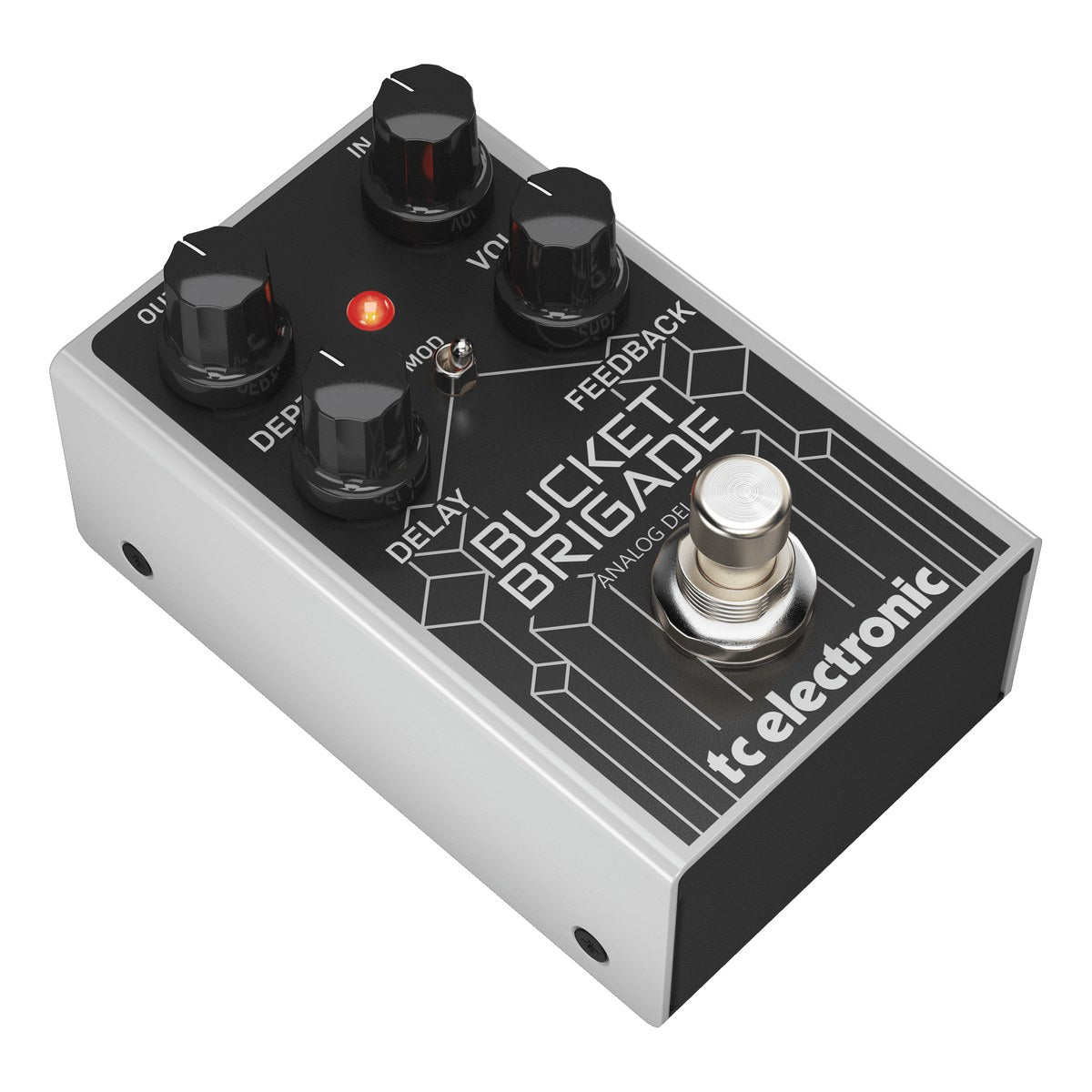 Phơ Delay TC Electronic Bucket Brigade Analog Delay - Bucket Brigade Analog Delay nhìn nghiêng từ bên trái, vỏ đen viền nhôm