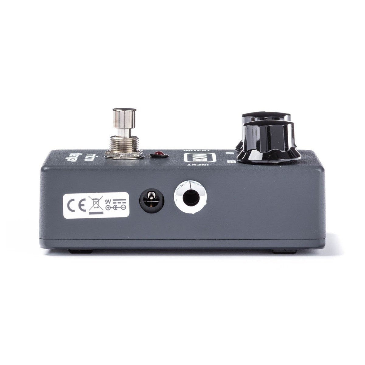 Phơ Flanger MXR M152 Micro Flanger – cạnh phải với cổng INPUT và jack nguồn DC 9V