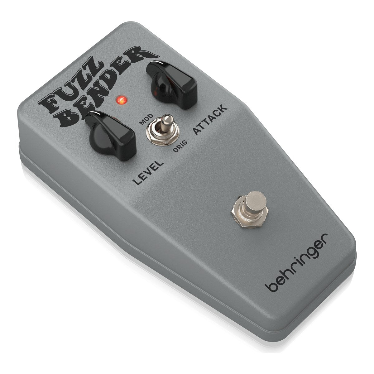 Behringer FUZZ BENDER nghiêng trái, vỏ xám hình nêm