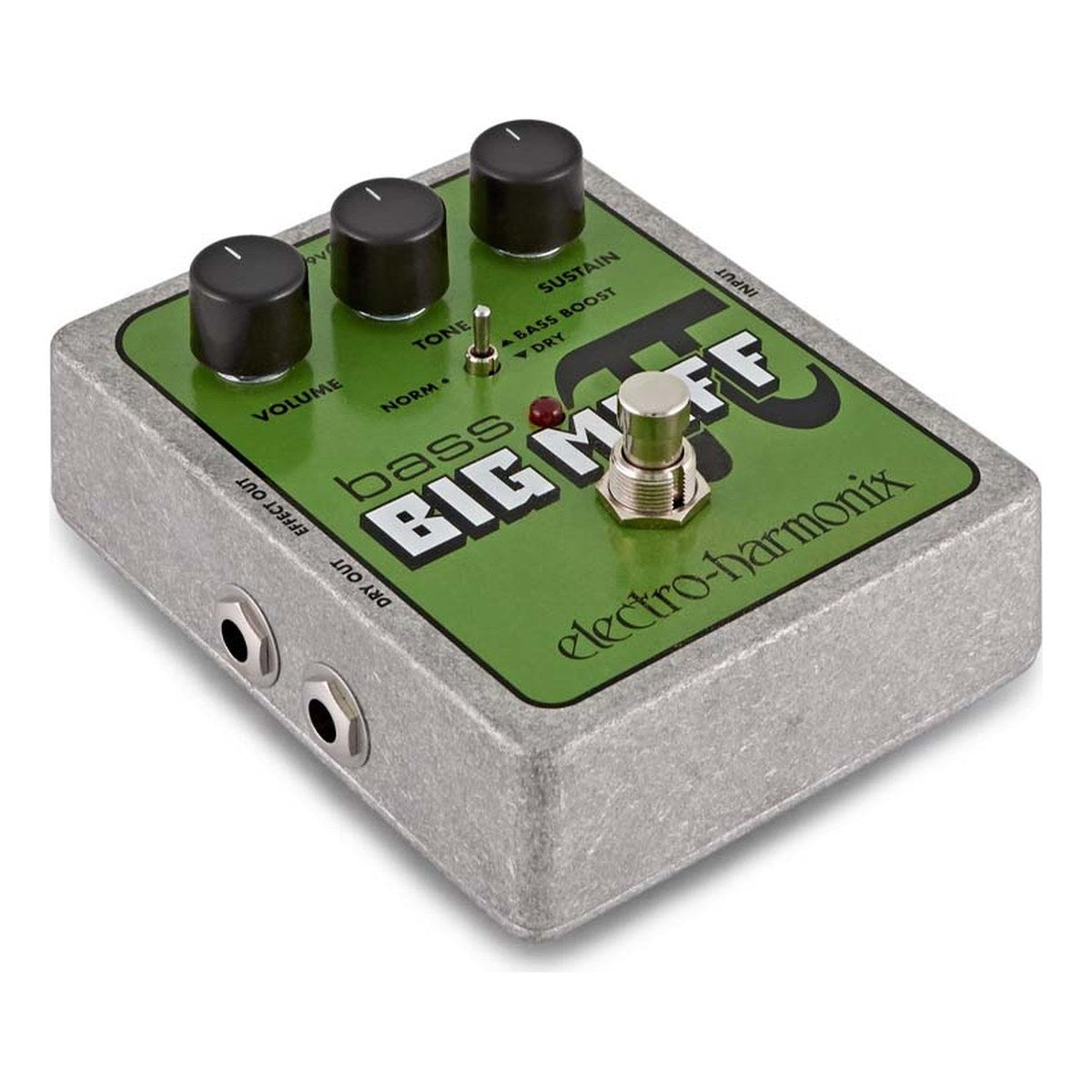 Phơ Fuzz Electro-Harmonix Bass Big Muff Pi – Bass Big Muff Pi nhìn chéo, thấy hai jack ngõ ra bên hông