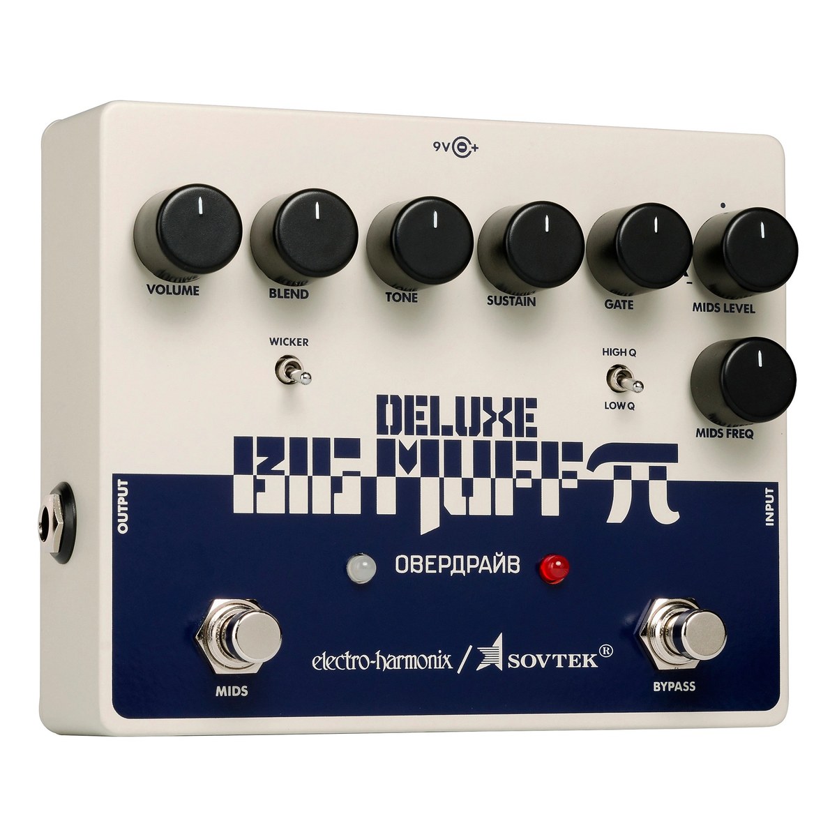 Phơ Fuzz Electro-Harmonix Sovtek Deluxe Big Muff Pi - Sovtek Deluxe Big Muff Pi nhìn hơi nghiêng từ bên trái, thấy jack OUTPUT