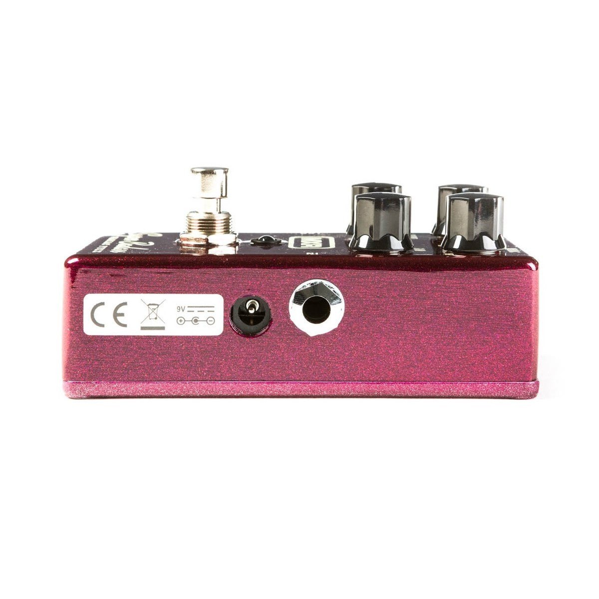 Phơ Fuzz MXR M236 Super Badass Variac Fuzz – cạnh phải với cổng INPUT và jack nguồn DC 9V