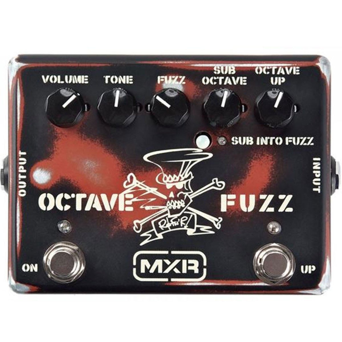 Phơ Fuzz MXR SF01 Slash Octave Fuzz – mặt trên với 5 núm VOLUME, TONE, FUZZ, SUB OCTAVE, OCTAVE UP