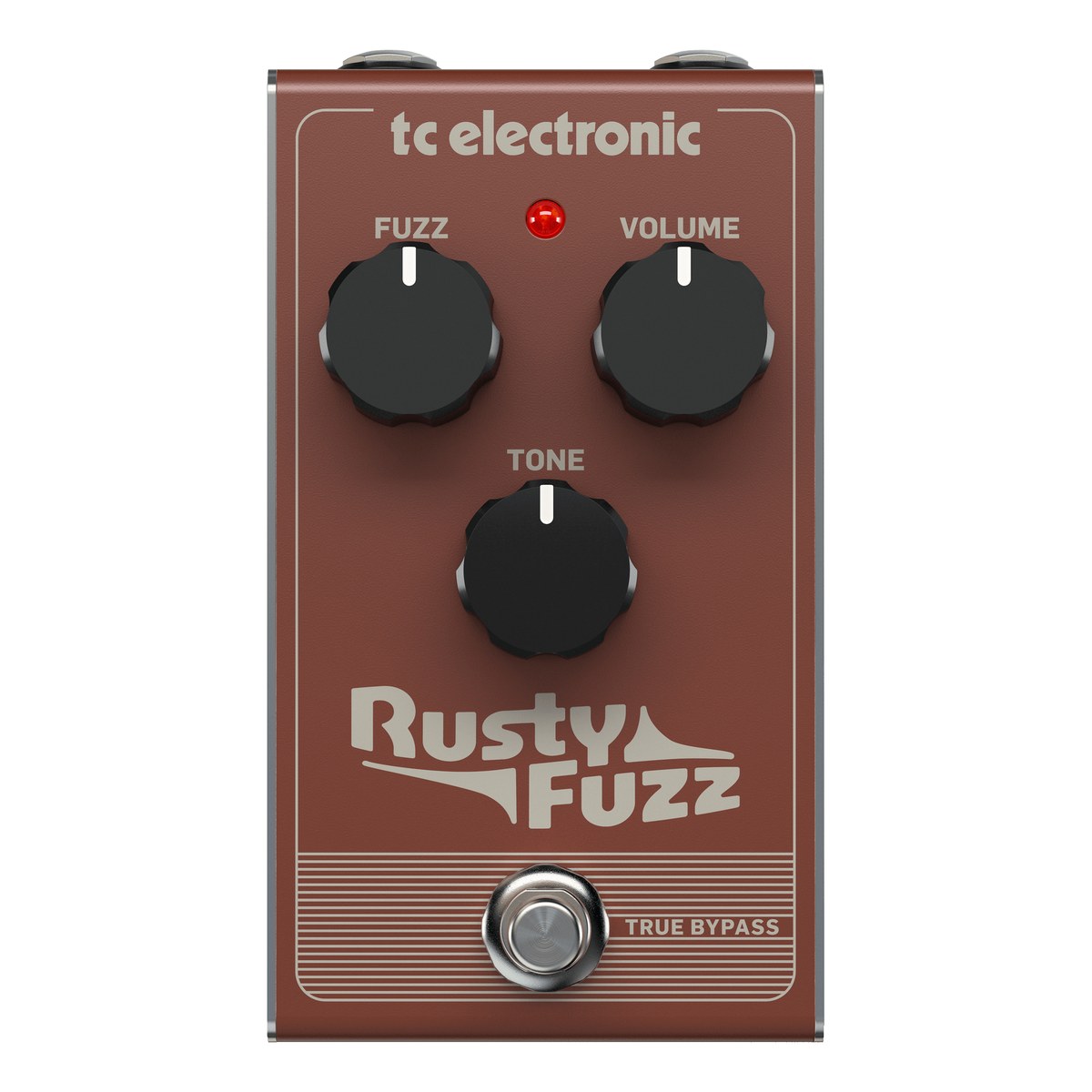 TC Electronic Rusty Fuzz nhìn chính diện, 3 núm FUZZ, VOLUME, TONE