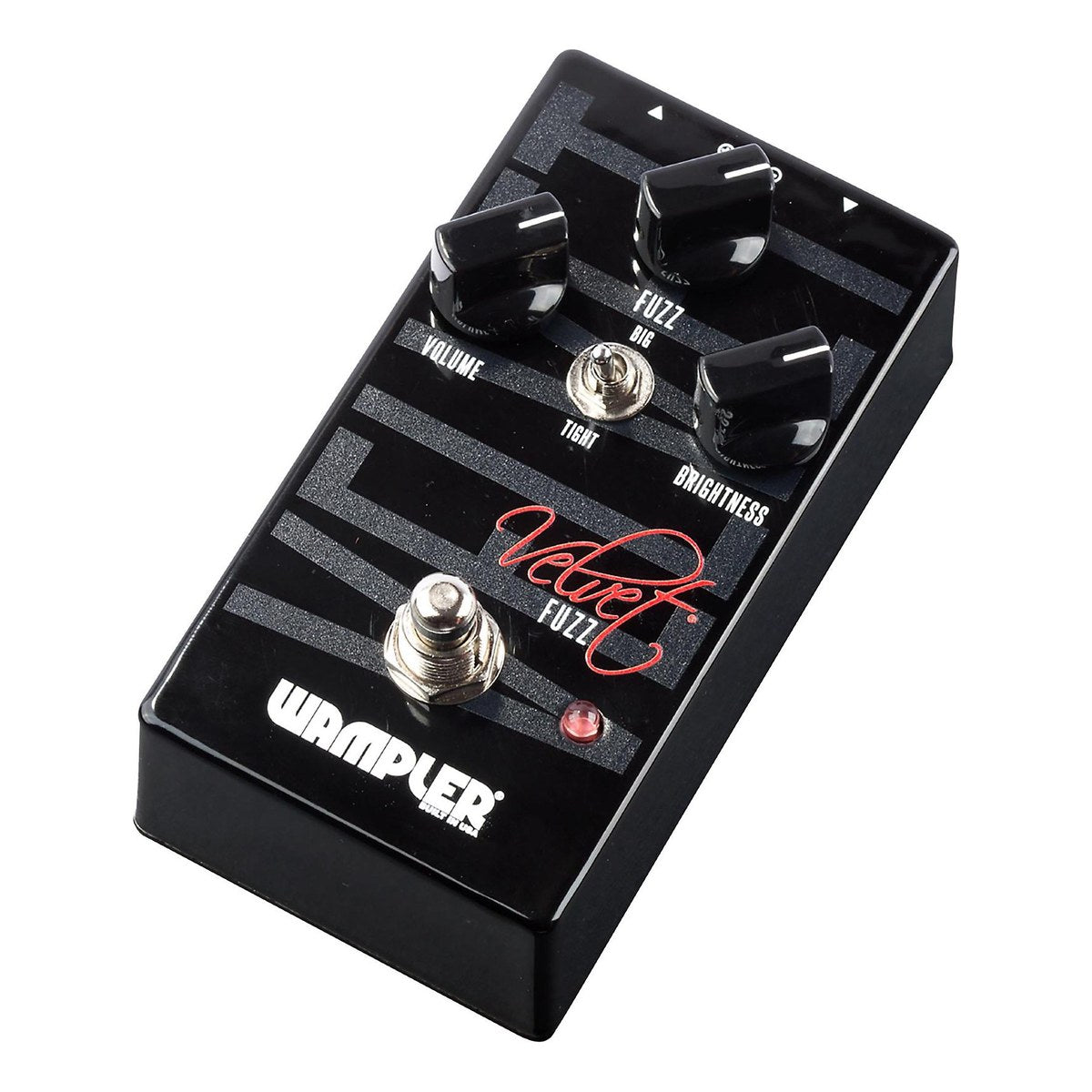 Wampler Velvet Fuzz nhìn chéo từ trên, nghiêng trái