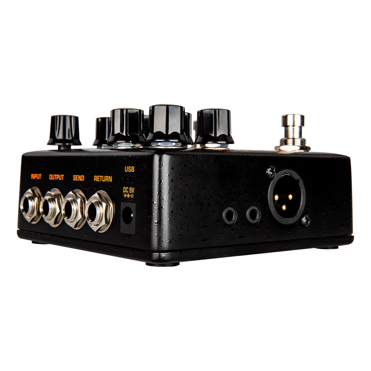 Phơ Giả Lập Acoustic NUX Optima Air NAI-5 – cạnh bên NUX Optima Air với ngõ DI XLR, cổng AUX IN và tai nghe 3,5 mm