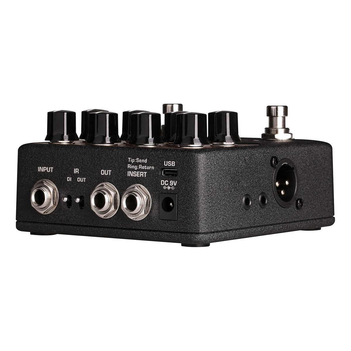 Phơ Giả Lập Amply NUX Amp Academy NGS-6 – Góc nhìn Amp Academy từ phía cụm jack, thấy ngõ XLR bên hông