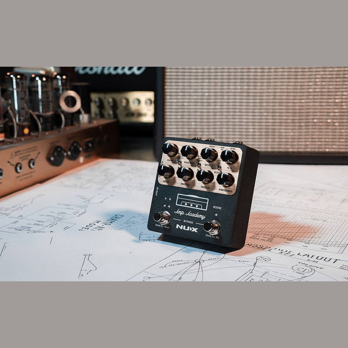 Phơ Giả Lập Amply NUX Amp Academy NGS-6 – Amp Academy đặt trước ampli đèn, ảnh thực tế