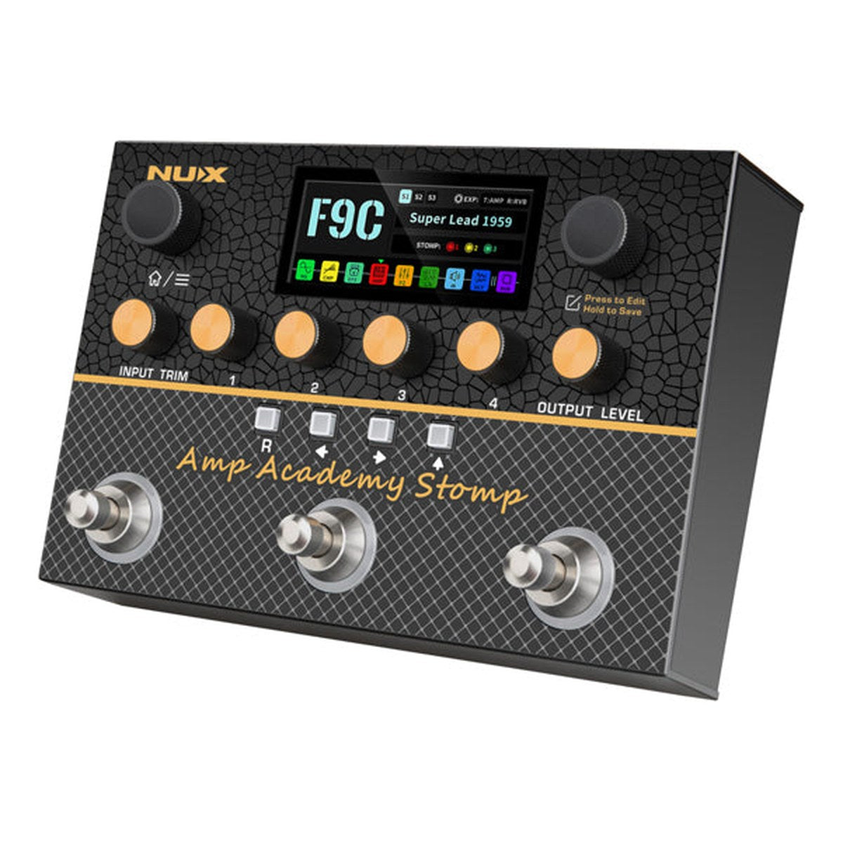 Phơ Giả Lập Amply NUX Amp Academy Stomp NMA-3AAP – Góc nghiêng thấp từ phía trước