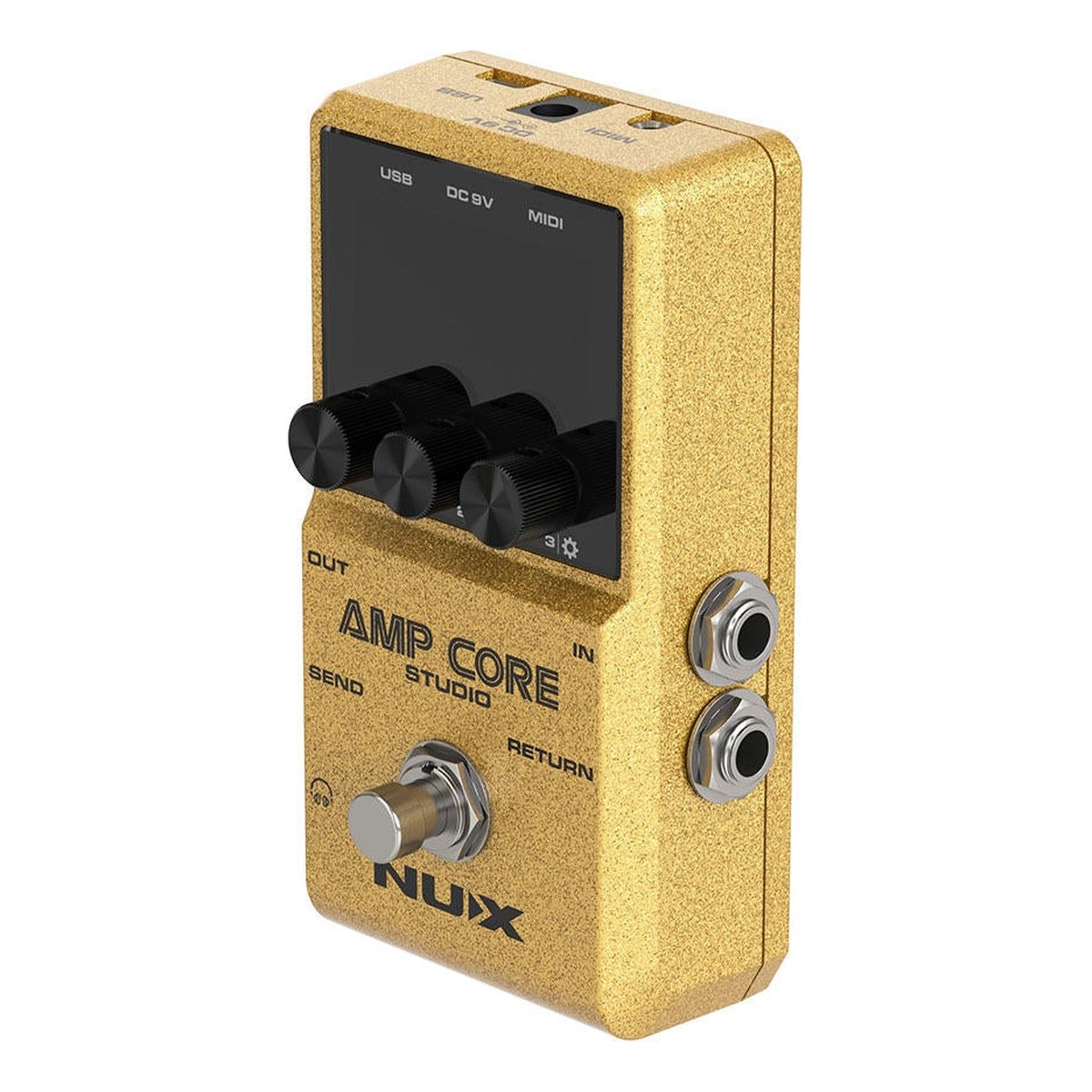 Phơ Giả Lập Amply NUX Amp Core Studio NCA-1 – Góc nghiêng phía đối diện thấy các jack vào ra một bên