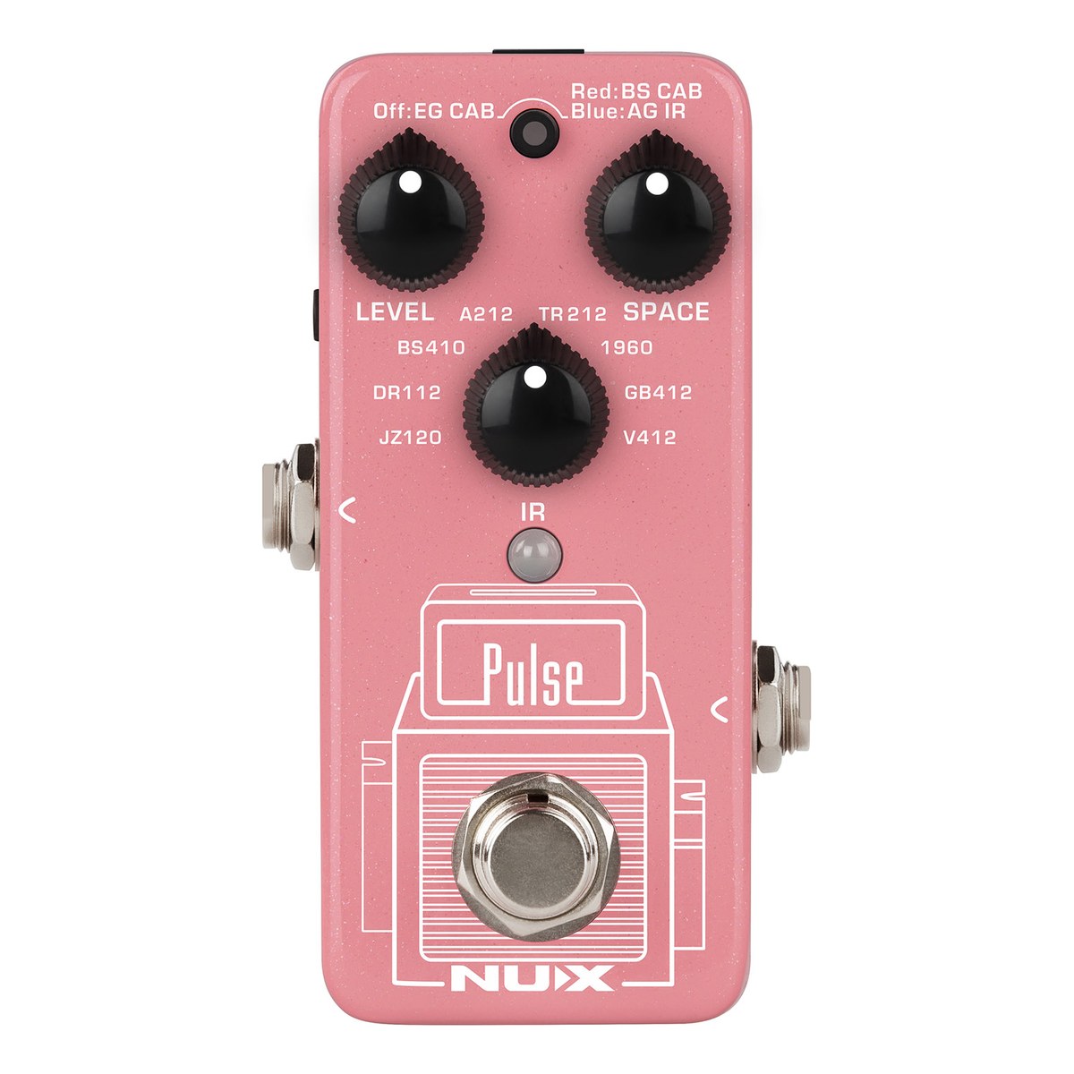 Phơ Giả Lập Amply NUX Pulse NSS-4 – Mặt trên NUX Pulse NSS-4 với núm LEVEL, SPACE, núm chọn IR và nút TAP chọn nhóm IR