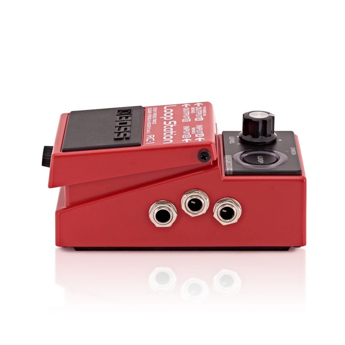 Phơ Looper BOSS RC-1 Loop Station – cạnh phải nhìn ngang với ba cổng jack 6.3 mm