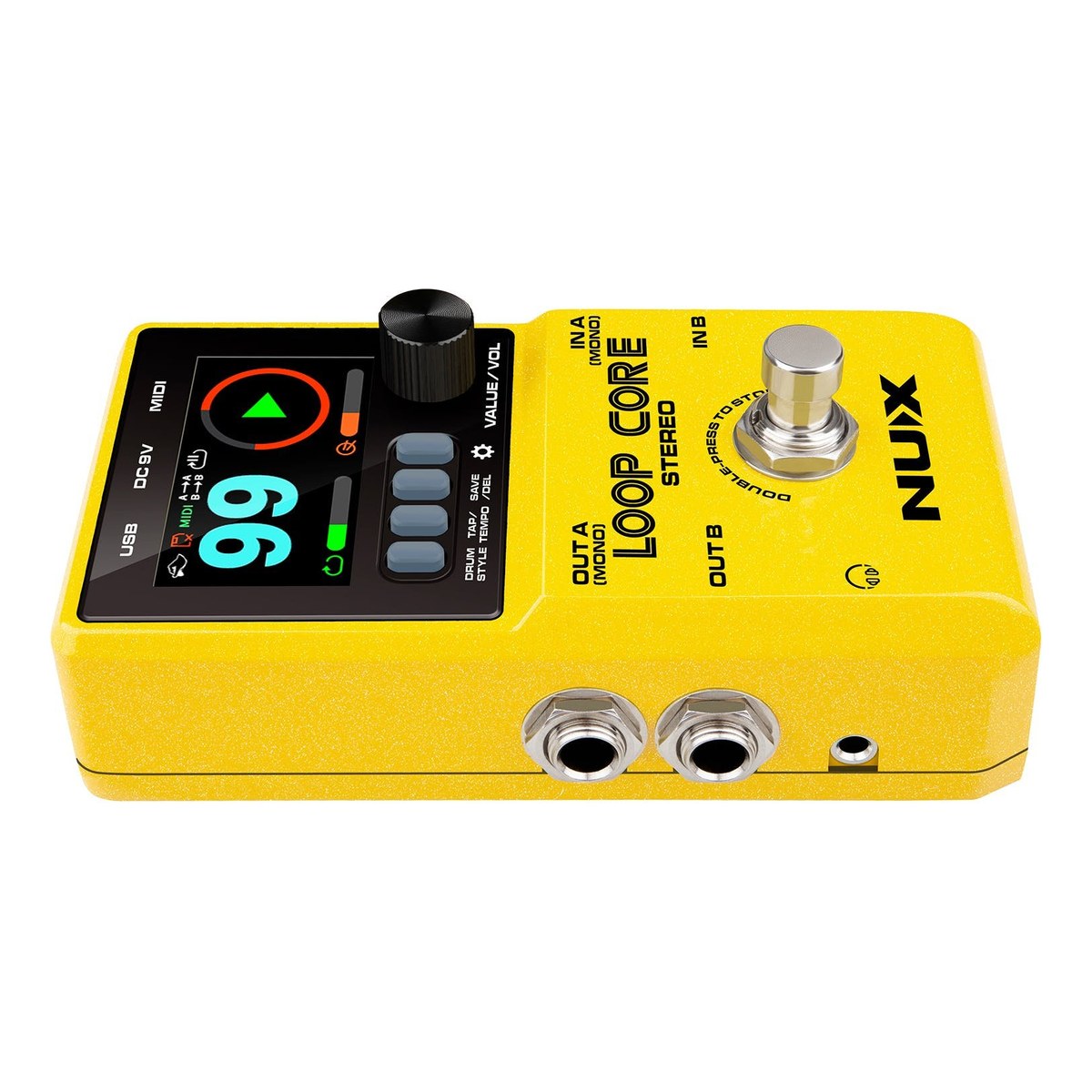 Phơ Looper NUX Loop Core Stereo NCL-2 – Cạnh trái NUX Loop Core Stereo với hai jack ngõ ra và jack tai nghe