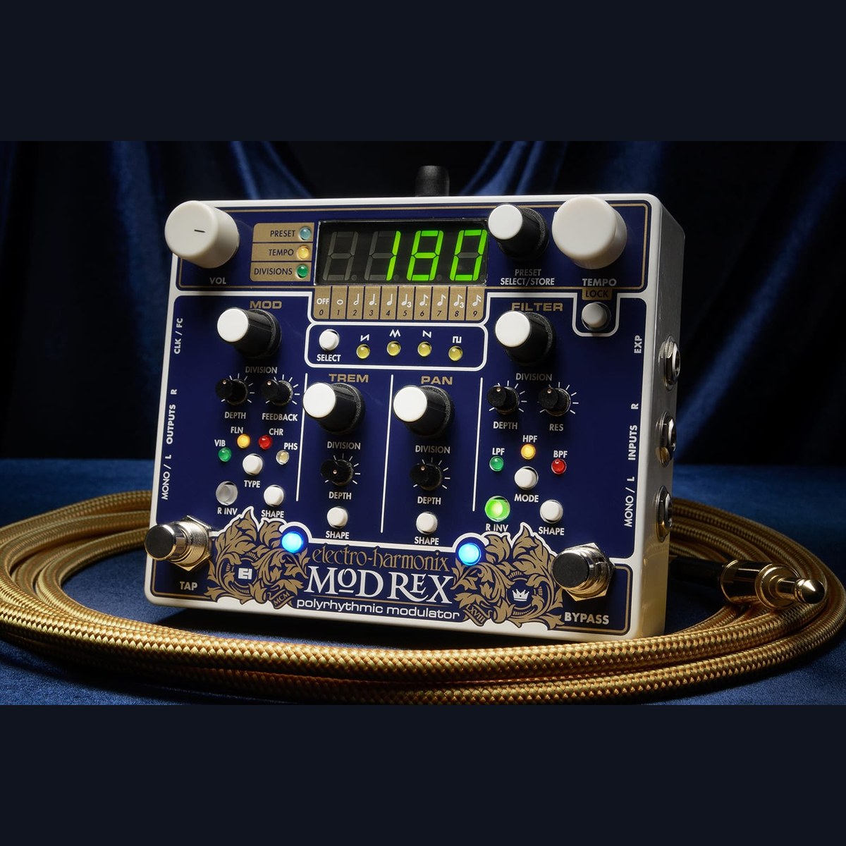 Phơ Modulation Electro-Harmonix Mod Rex Polyrhythmic Modulator – Mod Rex ảnh thực tế cạnh cuộn dây