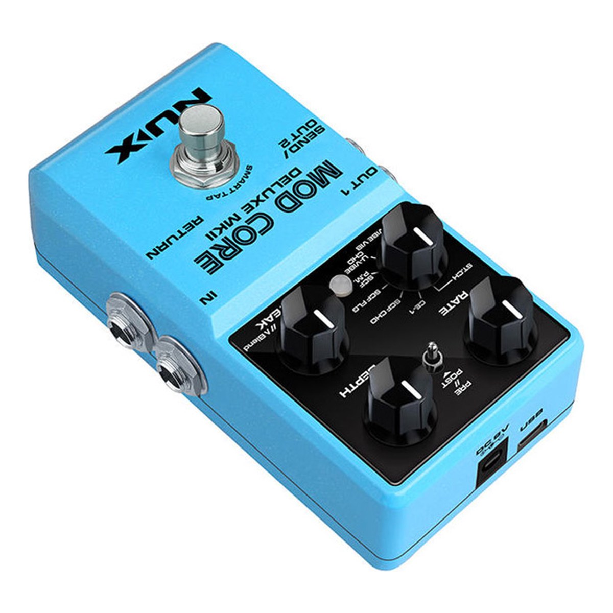 Phơ Modulation NUX Mod Core Deluxe MKII – Góc nghiêng phía đầu pedal NUX Mod Core Deluxe MKII nhìn từ bên còn lại