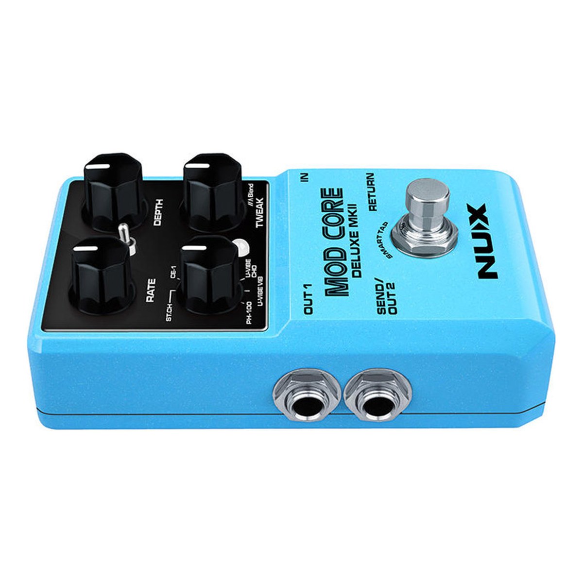 Phơ Modulation NUX Mod Core Deluxe MKII – Cạnh bên còn lại NUX Mod Core Deluxe MKII với hai jack 6.35 mm