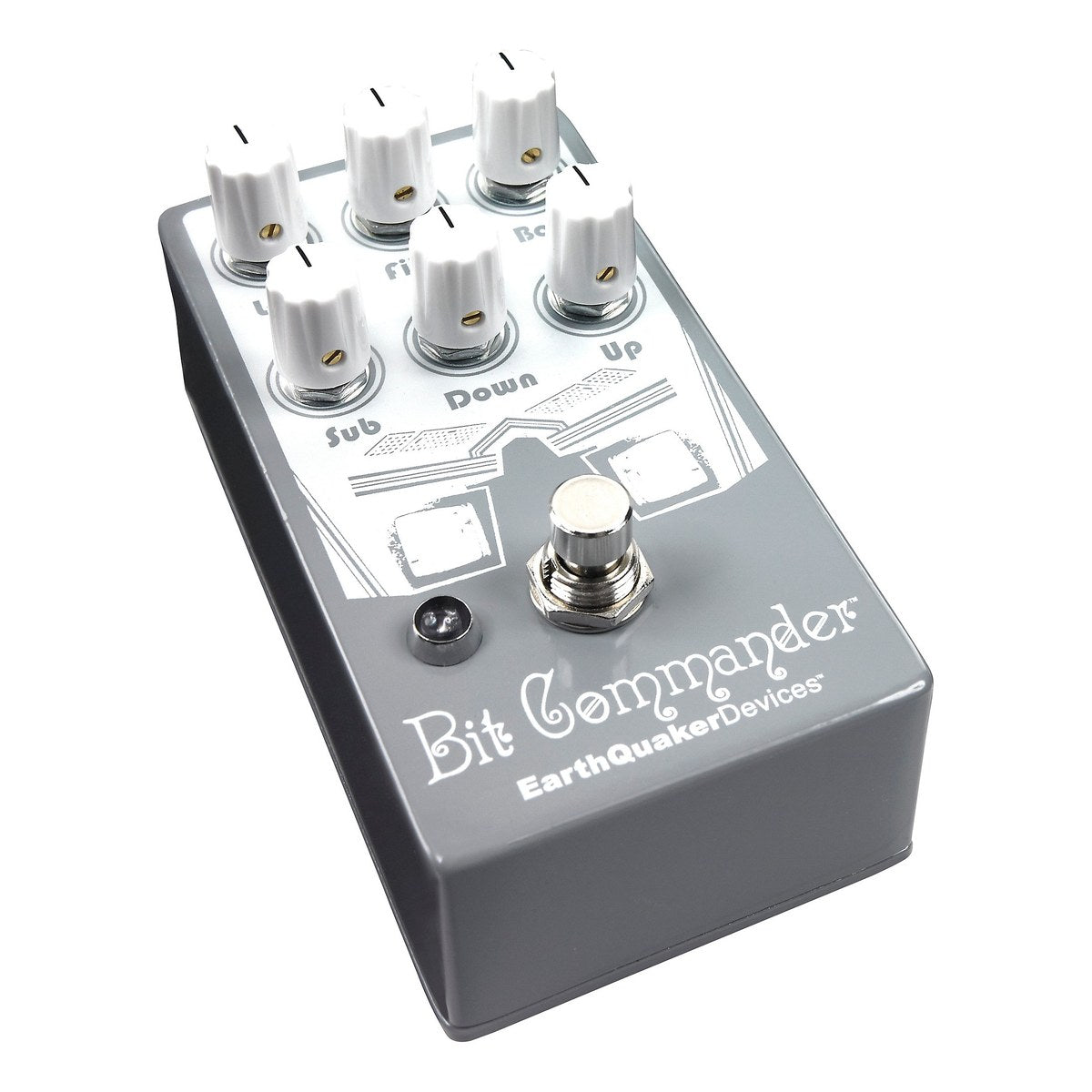 Phơ Octave EarthQuaker Devices Bit Commander V2 - góc nghiêng trái, footswitch và đèn LED