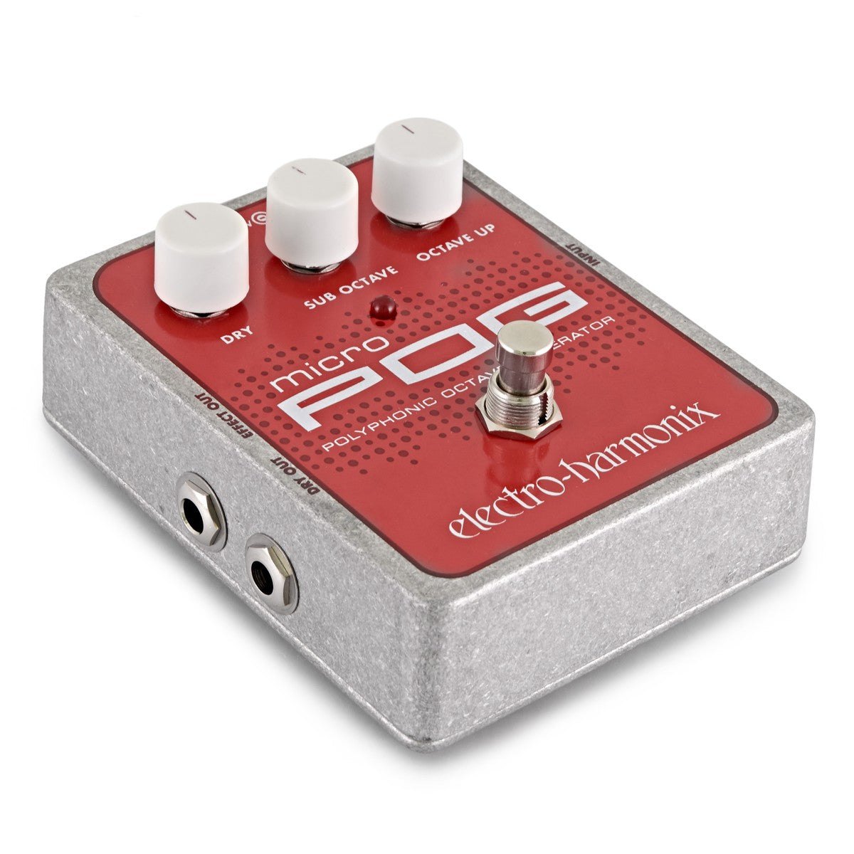 Phơ Octave Electro-Harmonix Micro POG – góc nghiêng trái thấy cổng DRY OUT và EFFECT OUT
