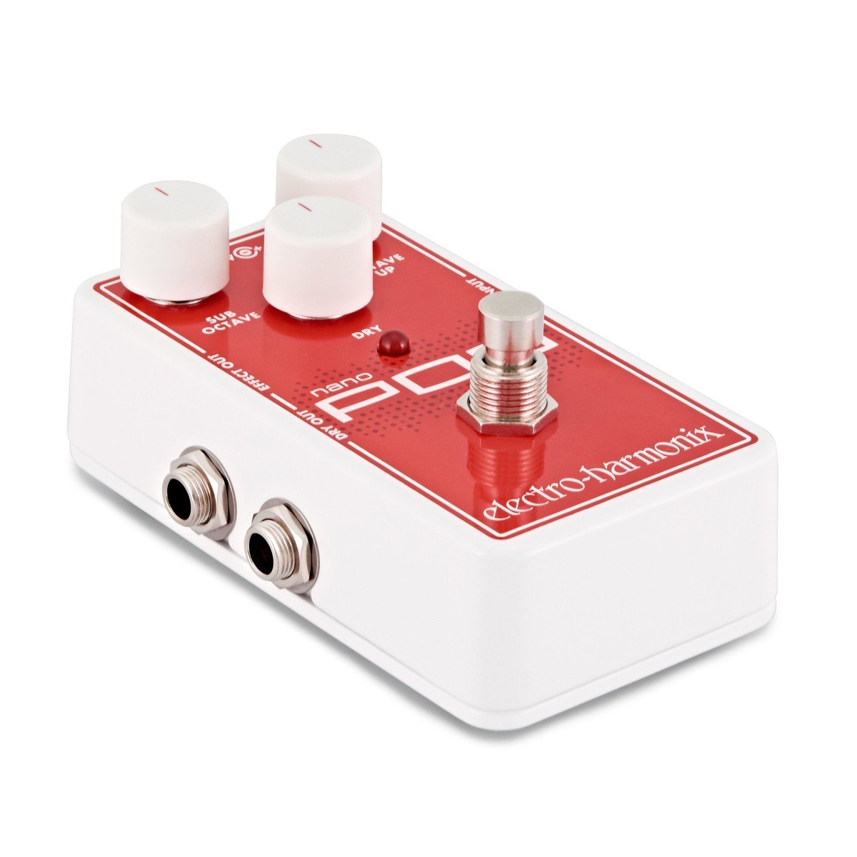 Phơ Octave Electro-Harmonix Nano POG – góc nghiêng trái thấy cổng DRY OUT và EFFECT OUT