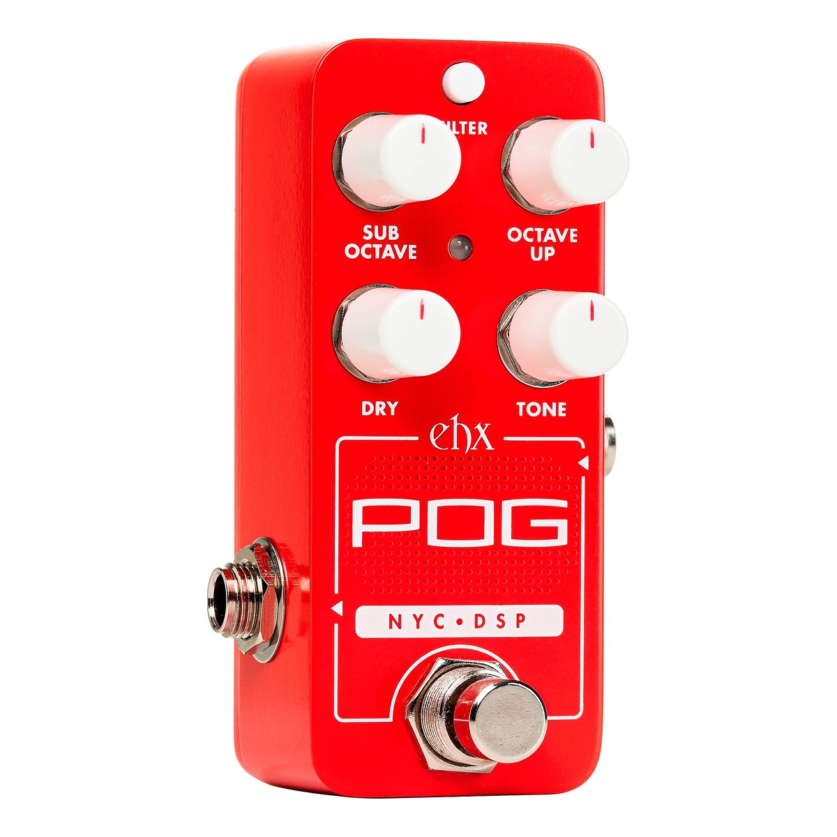Phơ Octave Electro-Harmonix Pico POG Polyphonic Octave Generator - Pico POG nhìn nghiêng trái, thấy jack OUTPUT