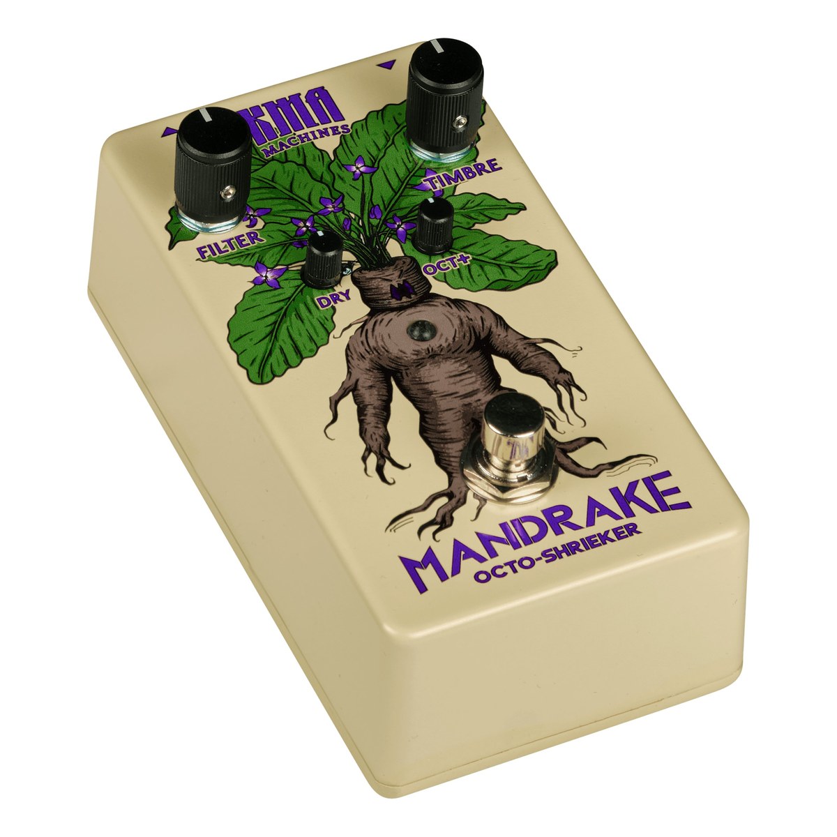 KMA Machines Mandrake nhìn nghiêng góc 3/4 từ trên xuống, vỏ màu kem