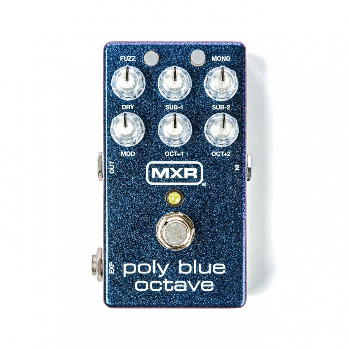 Phơ Octave MXR M306 Poly Blue Octave – mặt trên với 6 núm DRY, SUB-1, SUB-2, MOD, OCT+1, OCT+2