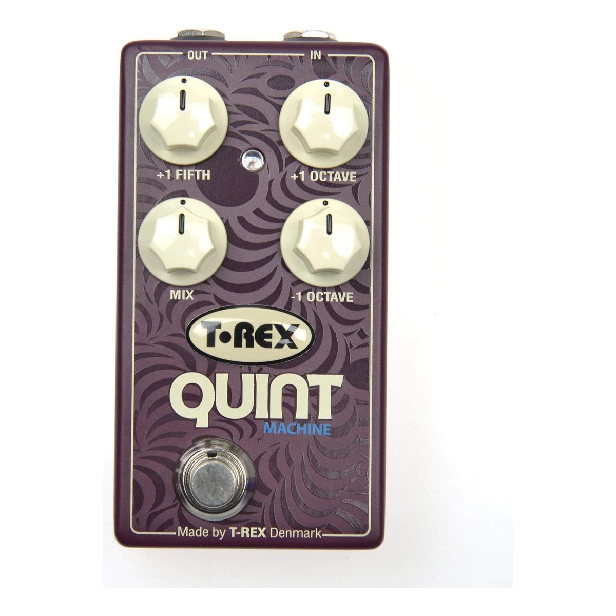 T-Rex Quint Machine nhìn thẳng mặt trên: núm +1 FIFTH, +1 OCTAVE, MIX, -1 OCTAVE