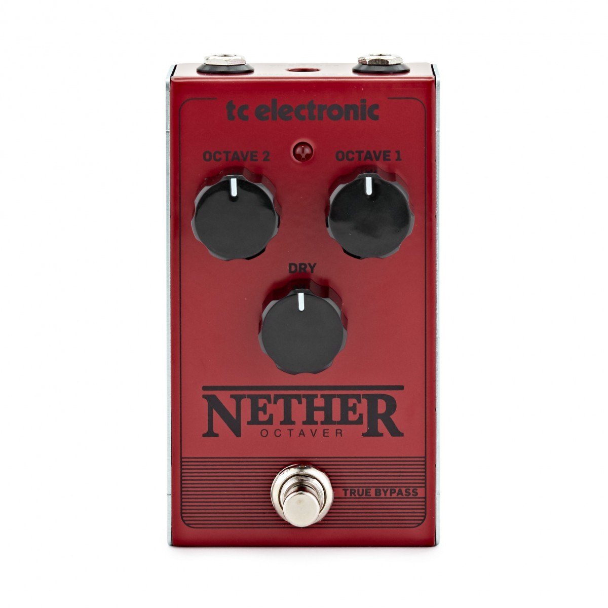 Phơ Octave TC Electronic Nether Octaver – mặt trên với núm OCTAVE 2, OCTAVE 1 và DRY