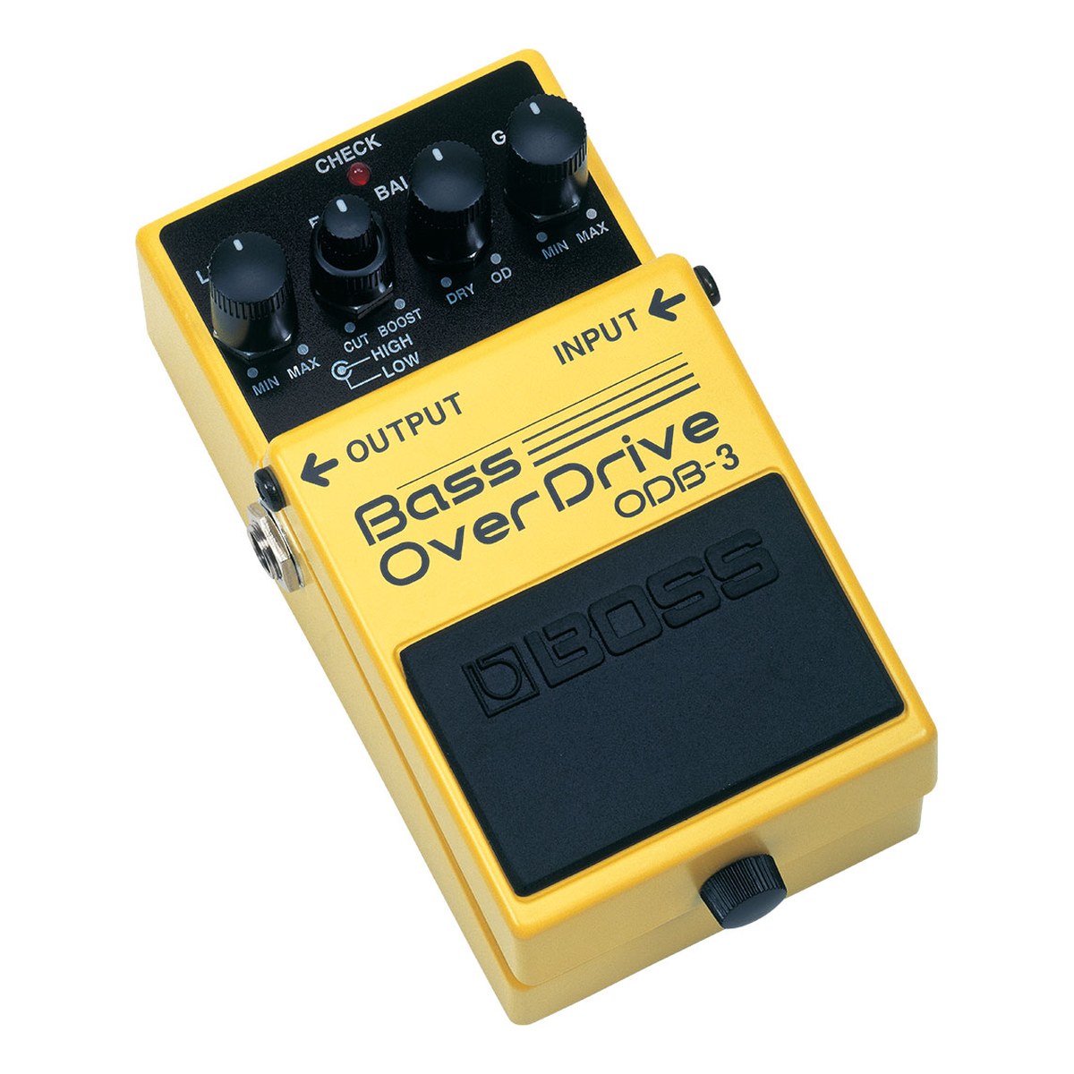 Phơ Overdrive Bass BOSS ODB-3 Bass OverDrive – Boss ODB-3 Bass OverDrive nhìn nghiêng, vỏ vàng