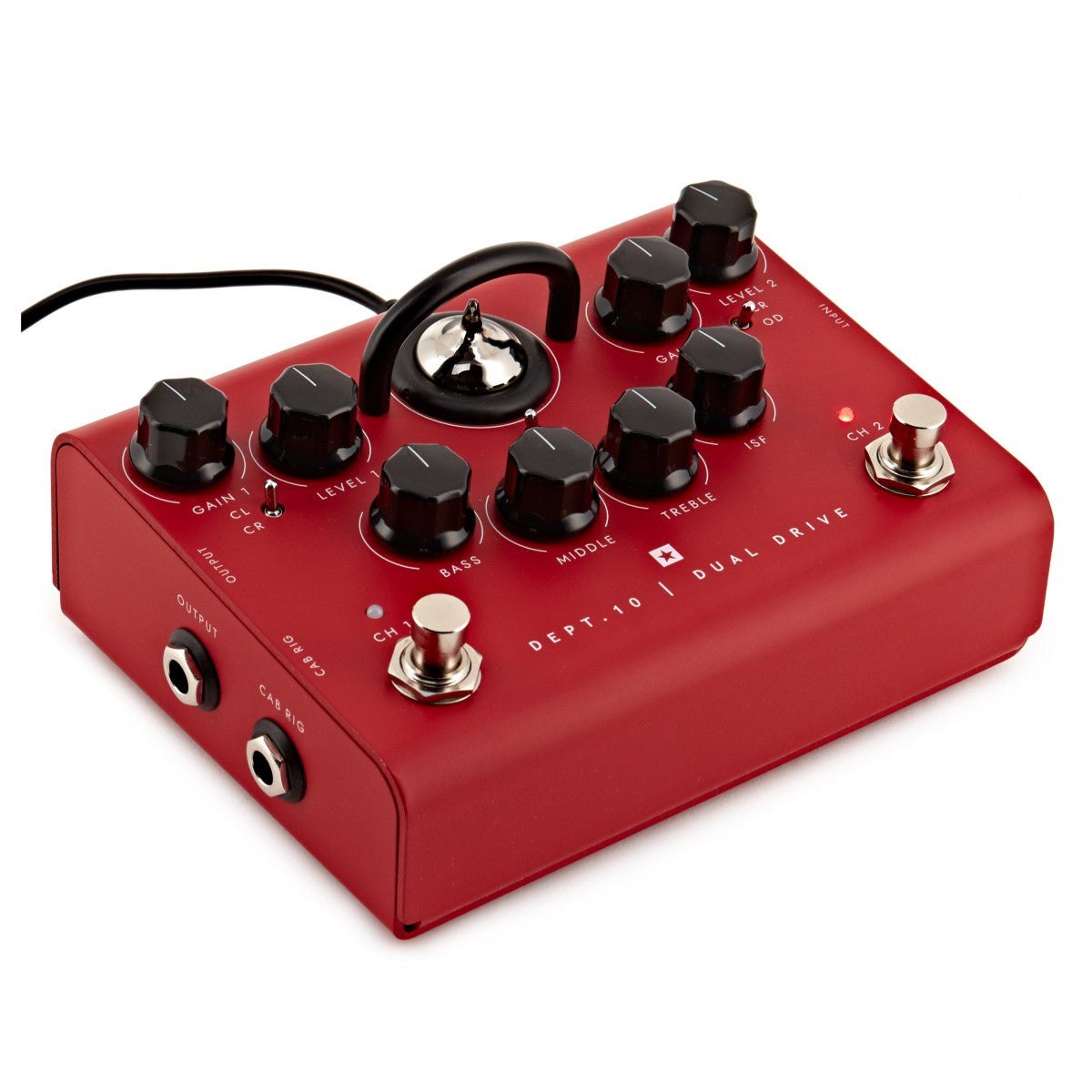Phơ Overdrive Blackstar Dept. 10 Dual Drive – góc nghiêng trái thấy cổng OUTPUT và CAB RIG