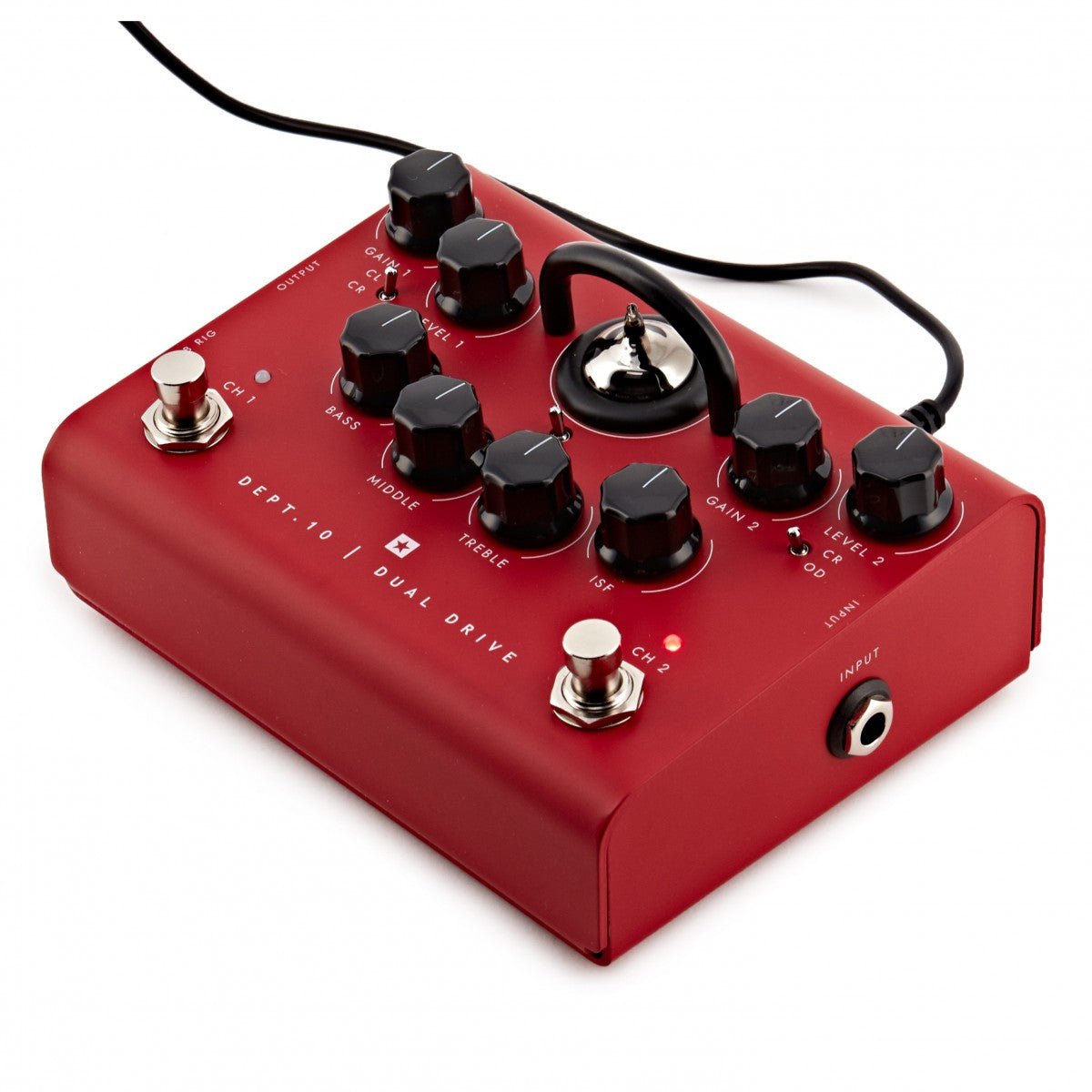 Phơ Overdrive Blackstar Dept. 10 Dual Drive – góc nghiêng phải thấy cổng INPUT và công tắc CH 2