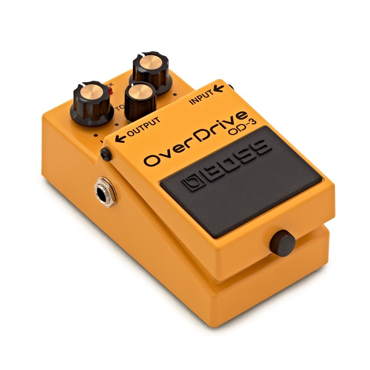 Phơ Overdrive BOSS OD-3 OverDrive – góc nghiêng 3/4 bên trái với cổng OUTPUT