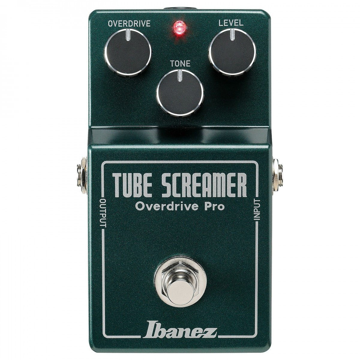 Phơ Overdrive Ibanez TS808HWV2 Hand Wired – mặt trên với 3 núm OVERDRIVE, TONE, LEVEL bằng nhôm đen