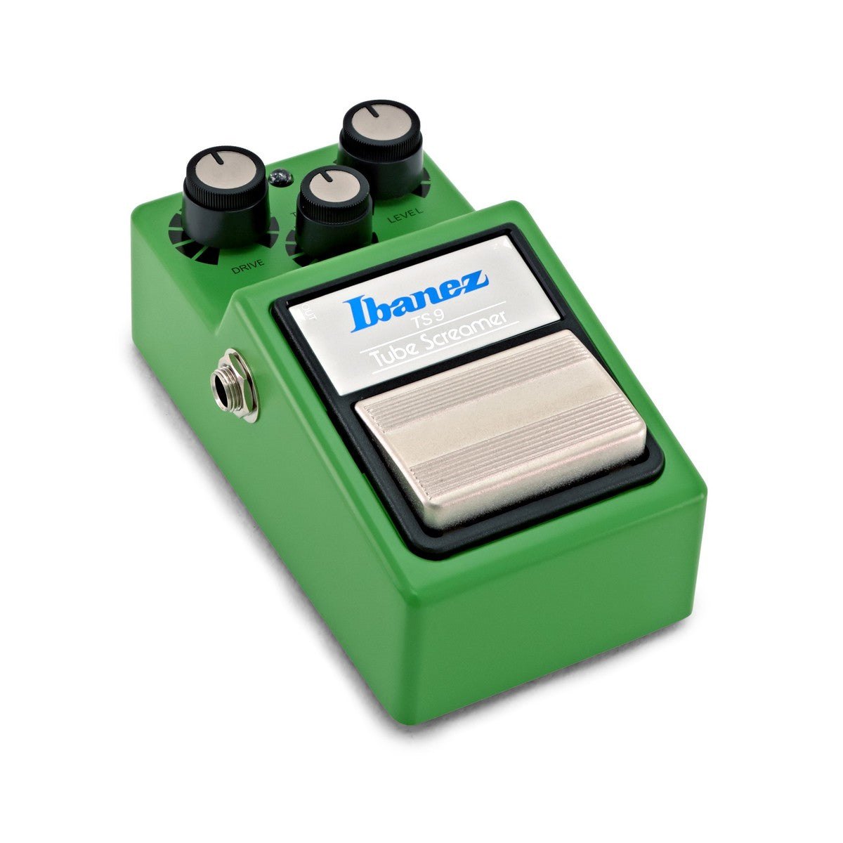 Phơ Overdrive Ibanez TS9 Tube Screamer – góc nghiêng 3/4 bên trái với jack OUTPUT